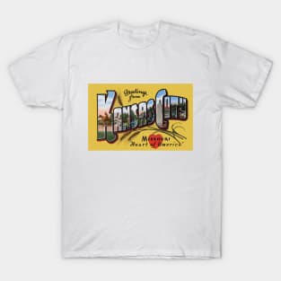 Greetings from Kansas City, Missouri - Vintage Large Letter Postcard T-Shirt